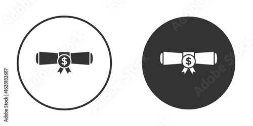 Scholarship icon concept, simple flat design. Clipart vecot in black colors