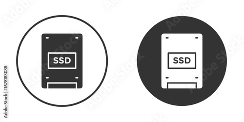 SSD drive icon concept, simple flat design. Clipart vecot in black colors