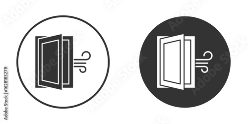 Room ventilation icon concept, simple flat design. Clipart vecot in black colors