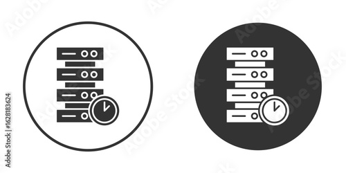 Real time data icon concept, simple flat design. Clipart vecot in black colors