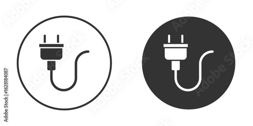 Plug with cable icon concept, simple flat design. Clipart vecot in black colors