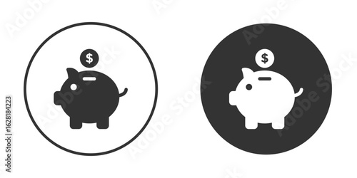 Piggy bank icon concept, simple flat design. Clipart vecot in black colors