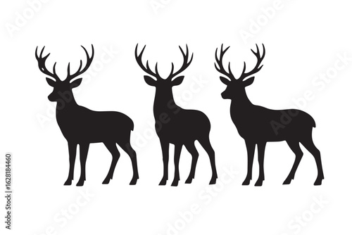 Majestic deer buck silhouette set