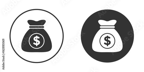 Money bag icon concept, simple flat design. Clipart vecot in black colors