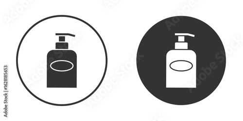 Liquid soap bottle icon concept, simple flat design. Clipart vecot in black colors