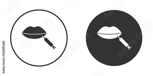 Lips injection icon concept, simple flat design. Clipart vecot in black colors