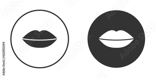 Lips icon concept, simple flat design. Clipart vecot in black colors