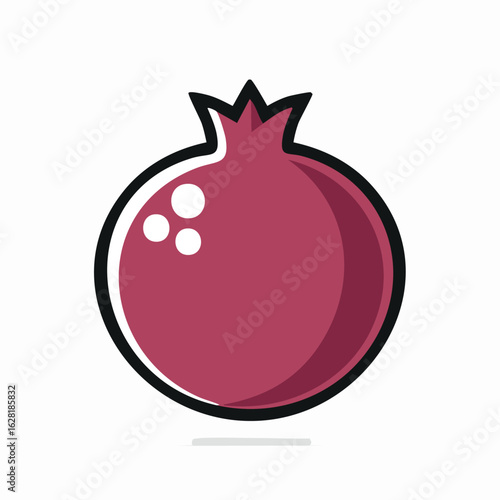 Vector illustration of a single juicy red pomegranate, isolated on a white background