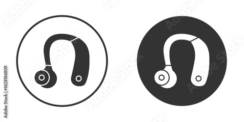Hearing aid receiver icon concept, simple flat design. Clipart vecot in black colors