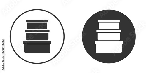 Food containers icon concept, simple flat design. Clipart vecot in black colors