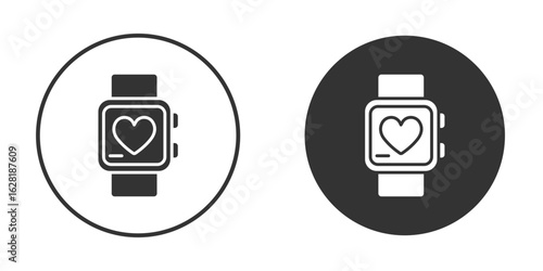 Fitness smart watch icon concept, simple flat design. Clipart vecot in black colors