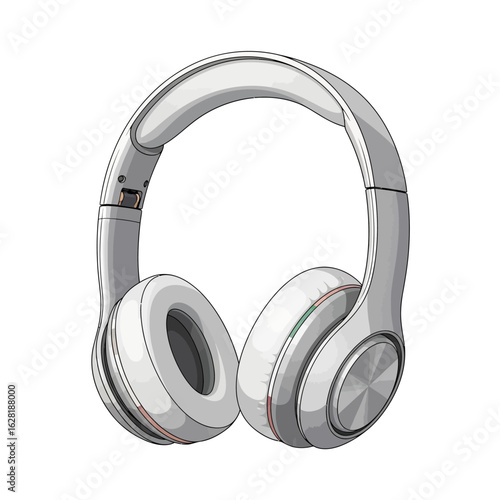 Stylish over-ear headphones, depicted in a detailed illustration, showcasing modern design elements.