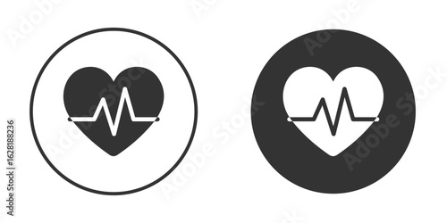 ECG icon concept, simple flat design. Clipart vecot in black colors