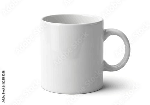 Empty white ceramic mug, isolated on white background.