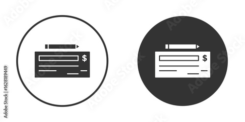 Checkbook icon concept, simple flat design. Clipart vecot in black colors