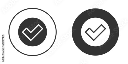 Check mark icon concept, simple flat design. Clipart vecot in black colors