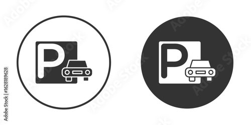 Car parking icon concept, simple flat design. Clipart vecot in black colors