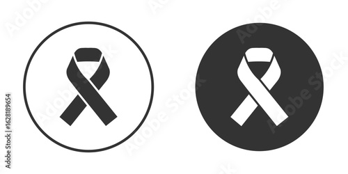 Cancer ribbon icon concept, simple flat design. Clipart vecot in black colors