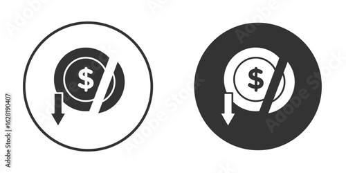 Bankruptcy icon concept, simple flat design. Clipart vecot in black colors