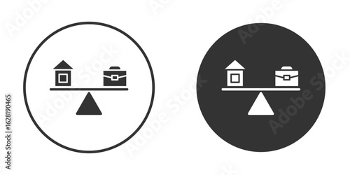 Balance life and work icon concept, simple flat design. Clipart vecot in black colors