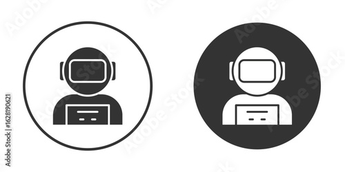 Astronaut icon concept, simple flat design. Clipart vecot in black colors