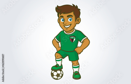 Kuwait Soccer or Football Player Mascot Cartoon Character Template