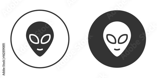 Alien face icon concept, simple flat design. Clipart vecot in black colors