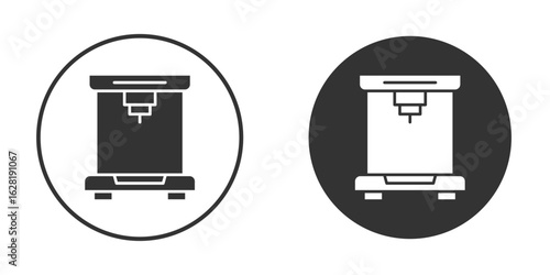 3D printing icon concept, simple flat design. Clipart vecot in black colors
