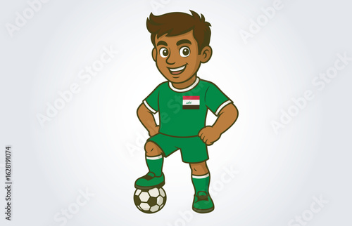 Iraq Soccer or Football Player Mascot Cartoon Character Template