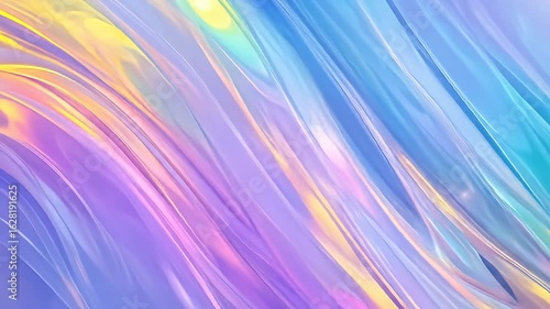 Wallpaper Mural Iridescent waves of liquid color blend fluidly in an abstract holographic design Torontodigital.ca