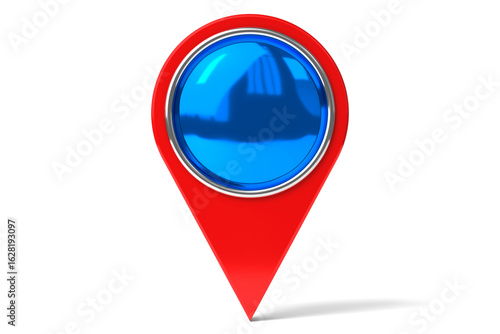 Free Download Red and blue location pin isolated on white background - 3D illustration - GFXLoad