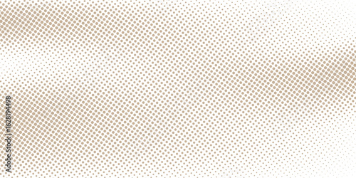 White wrinkled paper texture. Vector halftone pixelated manga background. Light beige neutral color dots bg. Grungy urban backdrop. Wide horizontal duotone banner.
