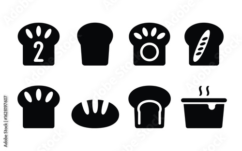 Vector art of collection of various bread icons isolated on white background for your design needs