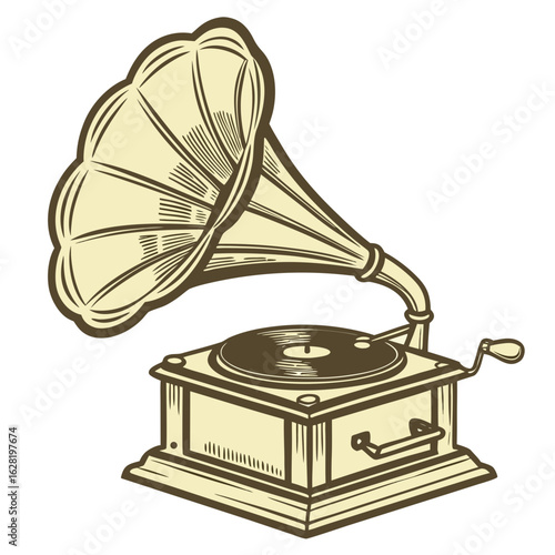 vintage gramophone isolated on white