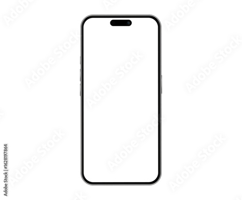 Realistic smartphone mockup. Mobile phone vector with isolated on white background. Device front view. 3D mobile phone with shadow. Realistic, high quality smart phone mockup for ui ux presentation.