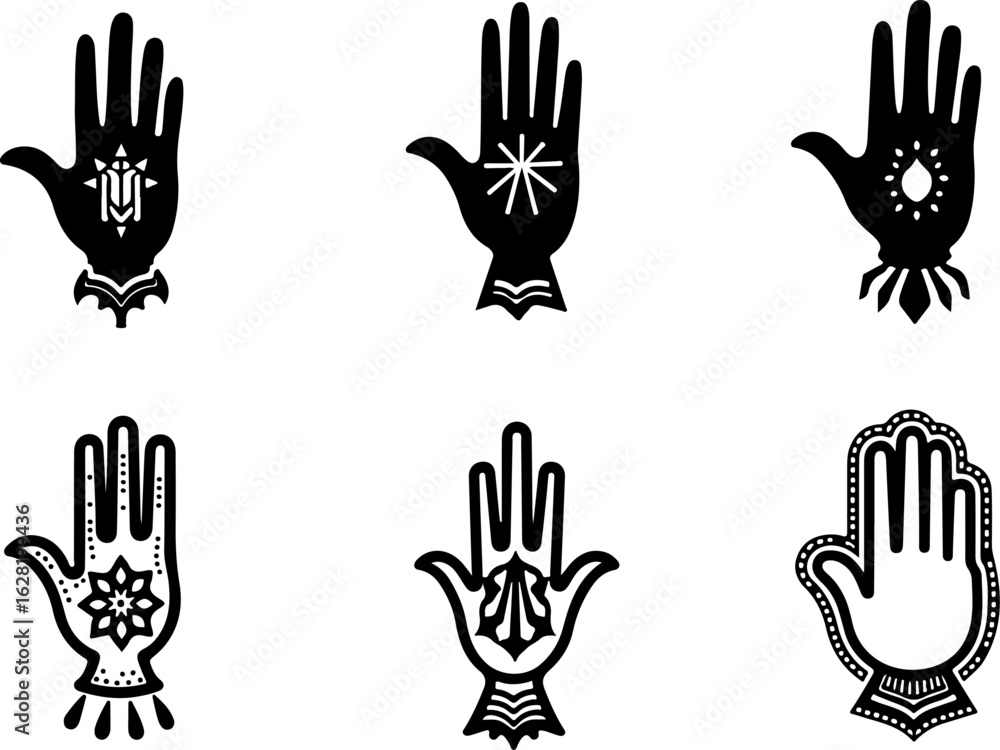 Fototapeta premium Hamsa Hand Symbol Variations