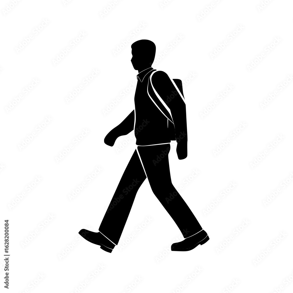 Fototapeta premium Illustration of a person walking in modern silhouette style isolated on a white background