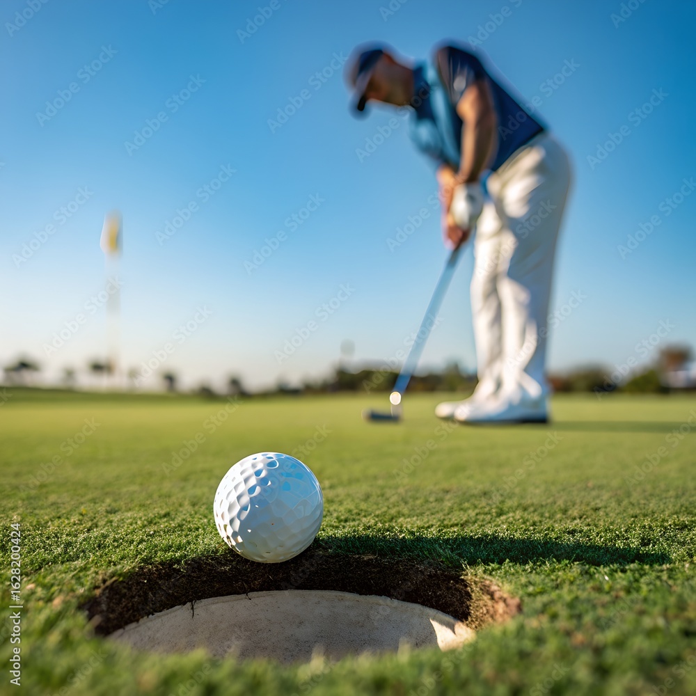 Obraz premium golfer putting a ball into the hole
