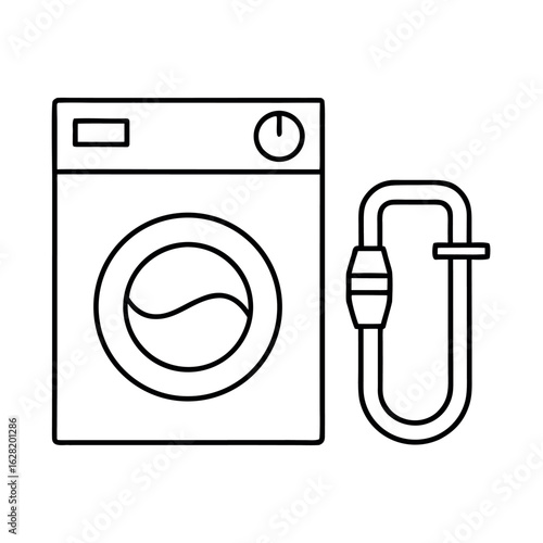 Washing Machine Faucet Hookup Icon Tap with Hose Outlet for Appliance Installation