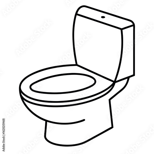 Side Profile of a Modern Toilet Bowl Clean Vector Illustration