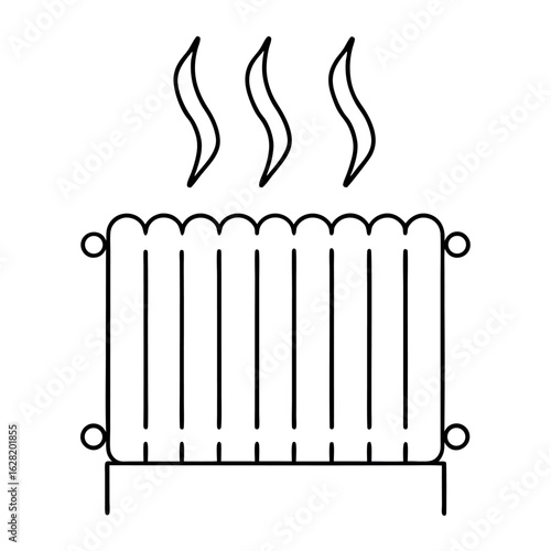 Classic Steam Radiator Illustration Vintage Heating Element with Rising Steam