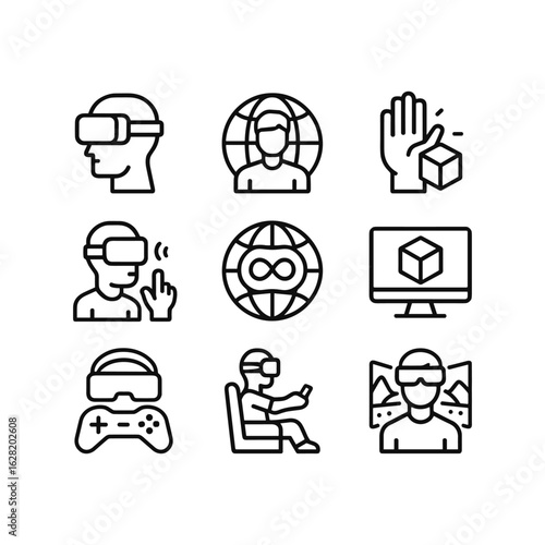 Digital universe concept vector symbols. Outline symbols. Line design
