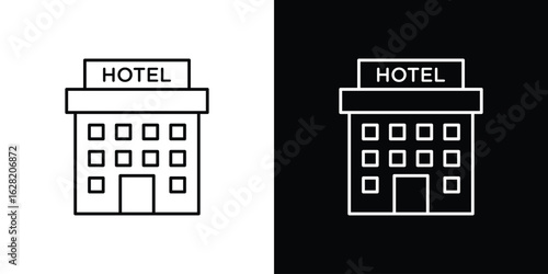 hotel icon or logo, simple minimal style. outline doodle icon.