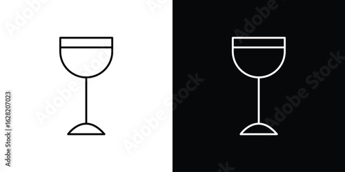 Wine glass icon or logo, simple minimal style. outline doodle icon.