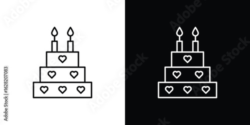Wedding cake icon or logo, simple minimal style. outline doodle icon.