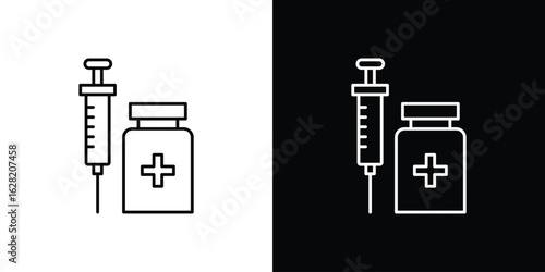 Vaccination icon or logo, simple minimal style. outline doodle icon.