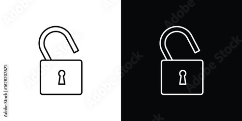 Unlock icon or logo, simple minimal style. outline doodle icon.