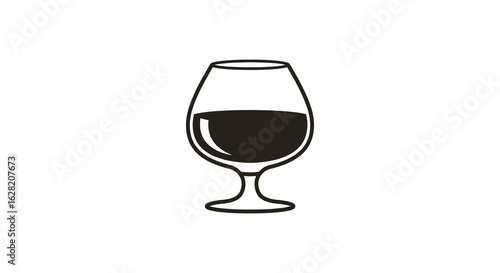 Elegant Wine Glass Silhouette with Dark Liquid on a White Background