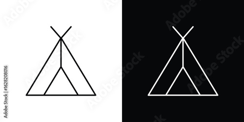 Tent icon or logo, simple minimal style. outline doodle icon.