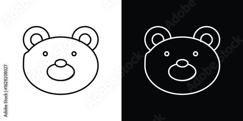Teddy bear icon or logo, simple minimal style. outline doodle icon.